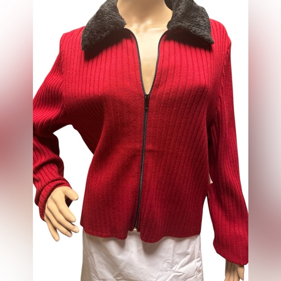 NWT! M.H.M MELISSA HARPER RED ZIP UP JACKET FOR WOMEN SIZE LARGE - Picture 2 of 7